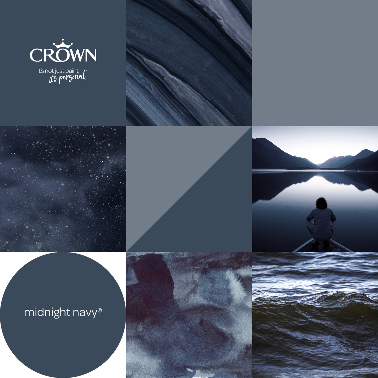 Crown Walls & Ceilings Midnight Navy Mid Sheen Emulsion Paint 2.5L Image 6