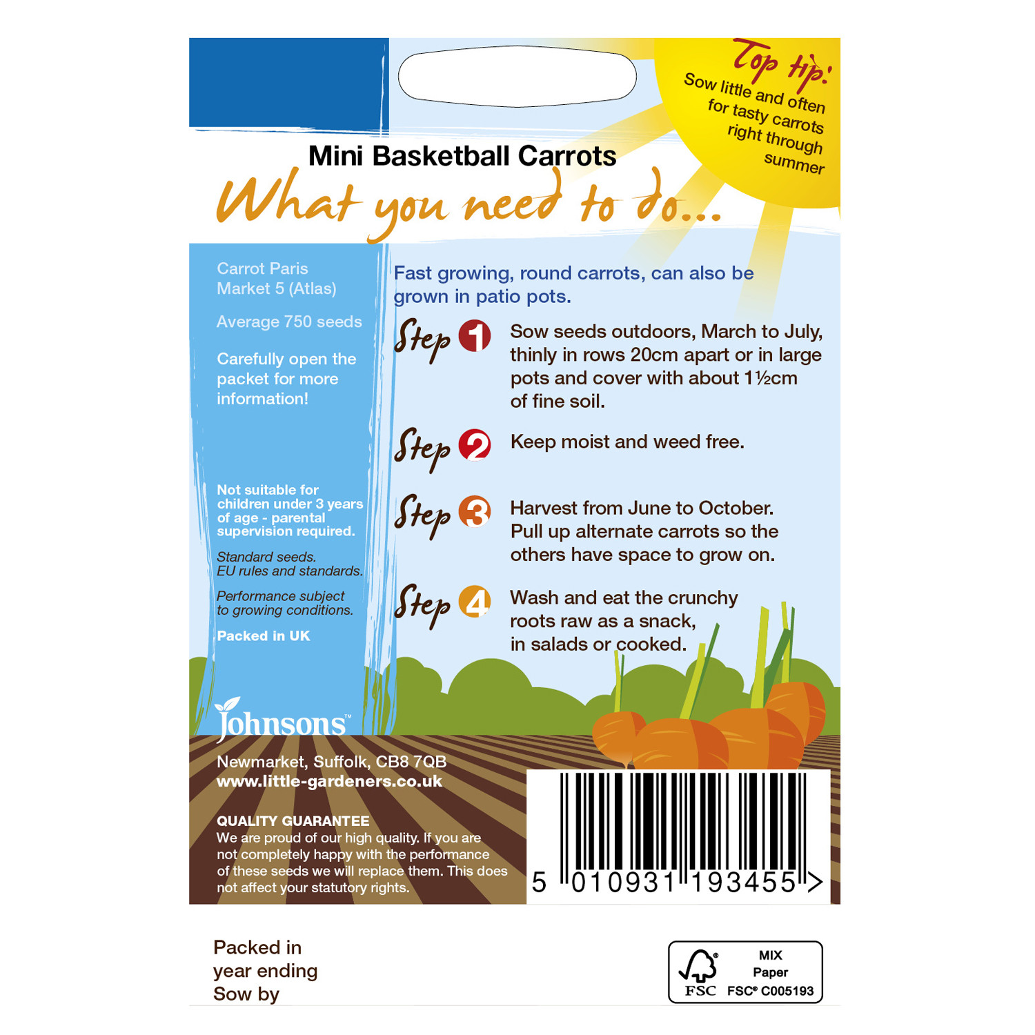 Johnsons Little Gardeners Mini Basketball Carrots Image 2