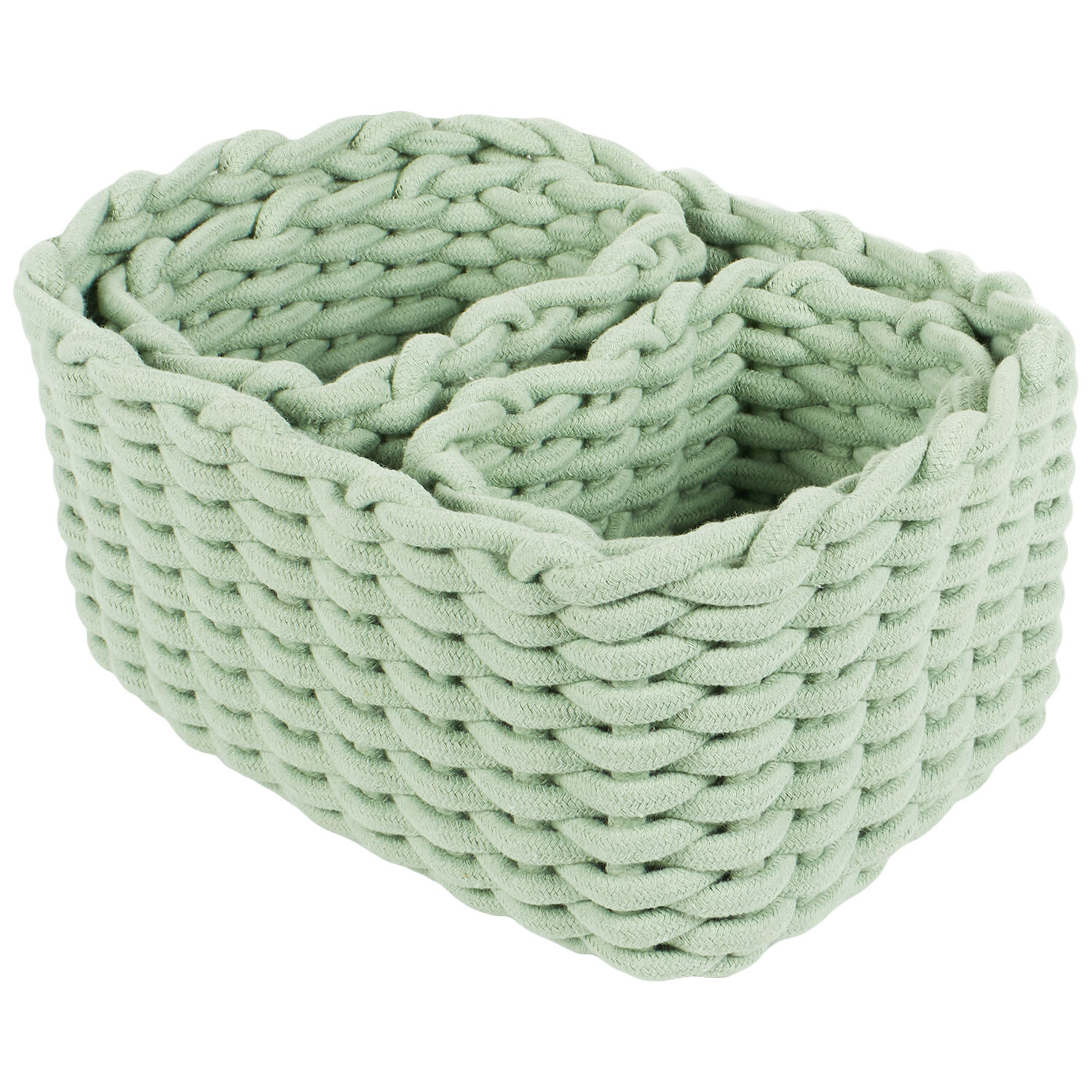 Set of 3 Rope Storage Baskets - Sage Image 3