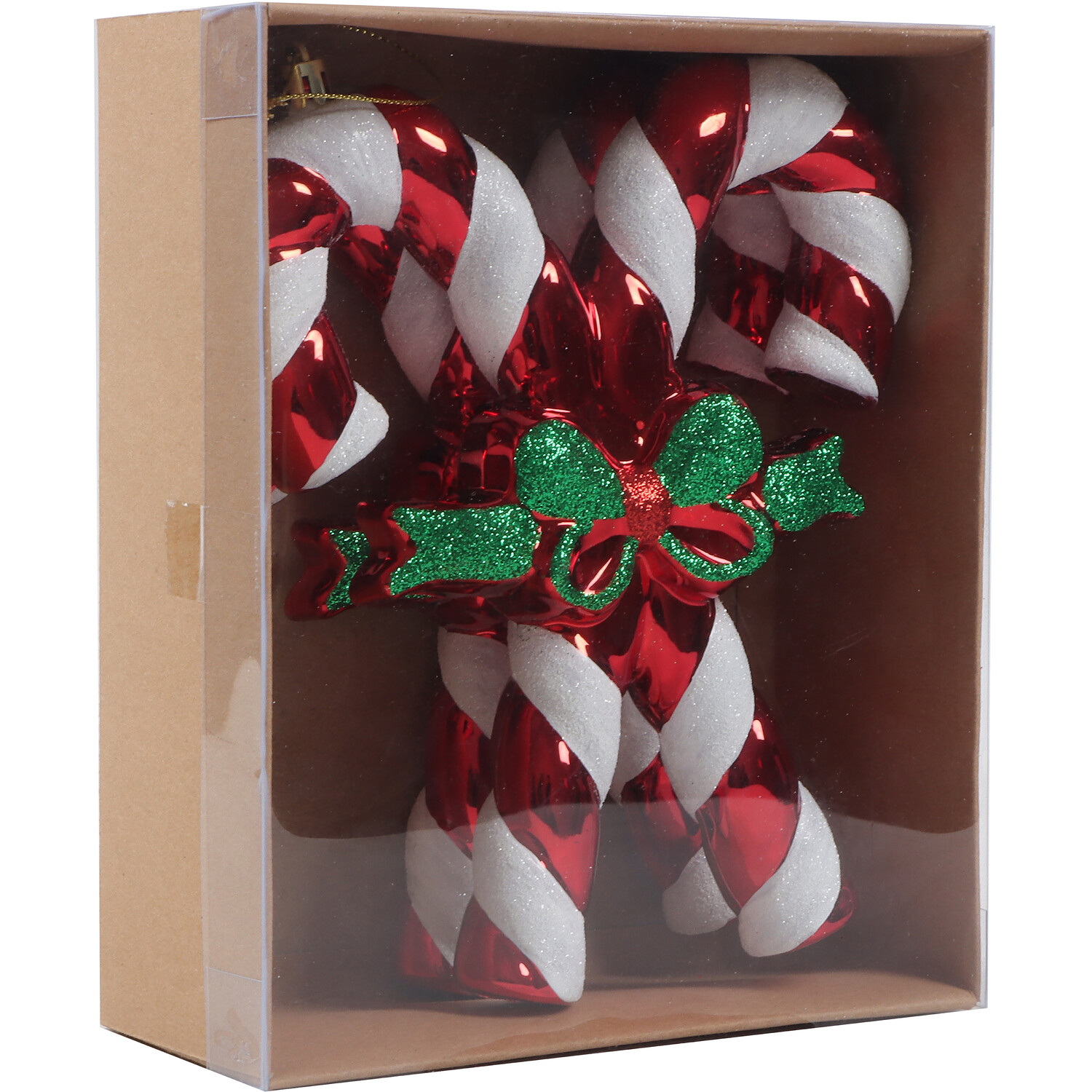 Pack of 2 Candy Cane Hanging Decorations Red Image 3