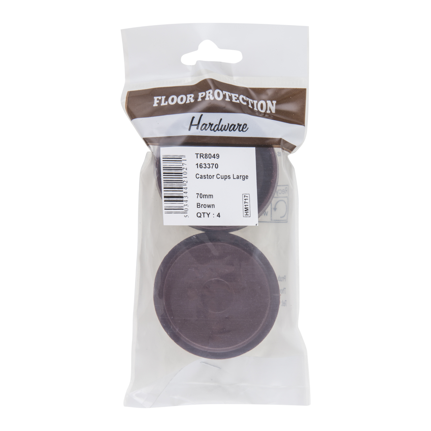 Hiatt 70mm Clear Furniture Castor Cup 4 Pack Image 2