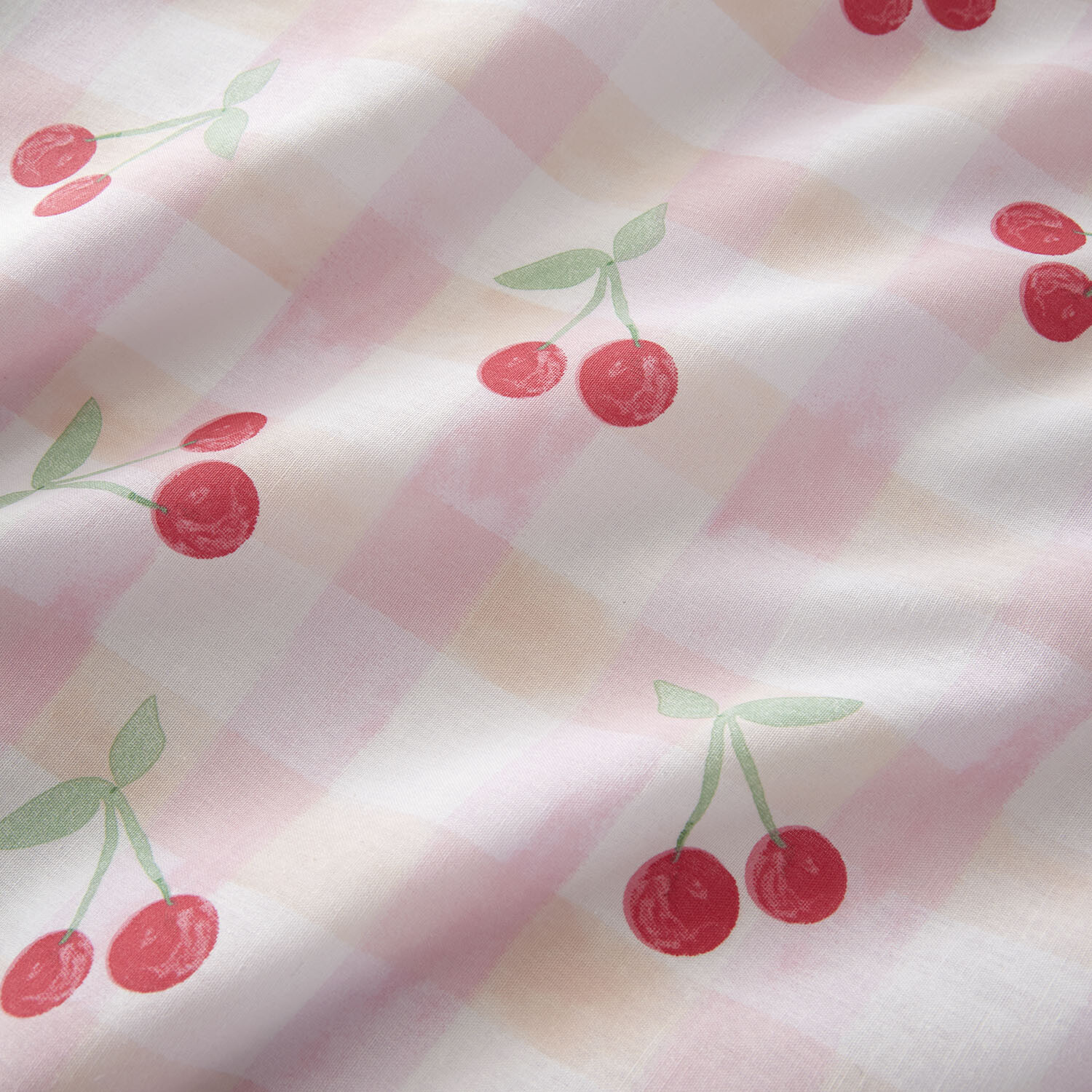 Cherries Gingham Duvet Set - Pink / Single Image 5