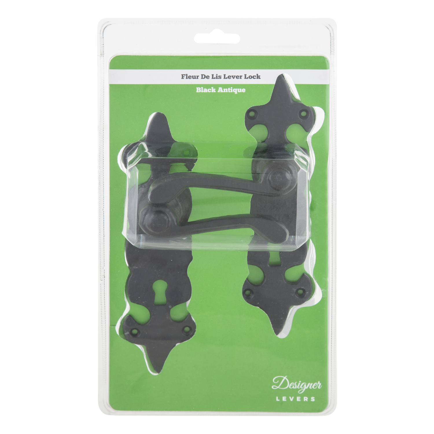 Hiatt Black Antique Fleur de Lis Door Lever Handle Image 2