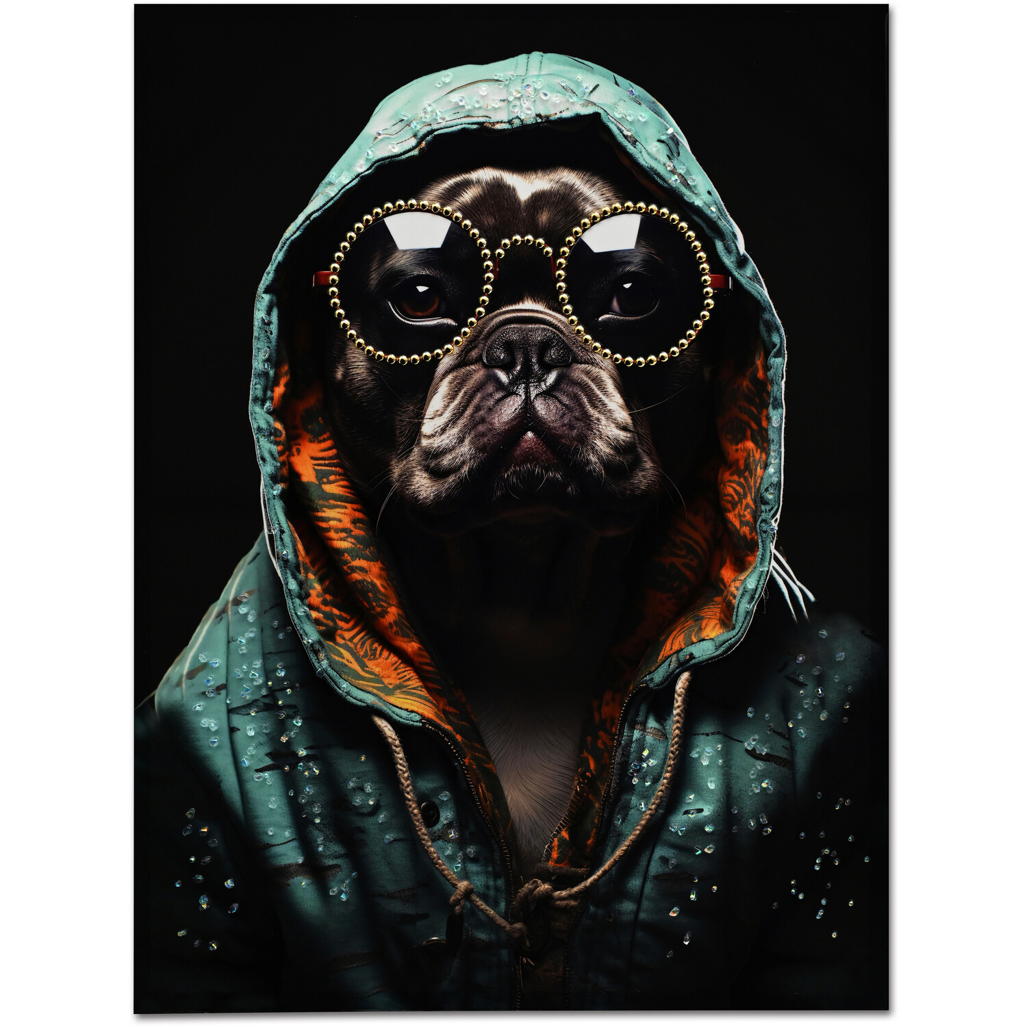 Glossy Jewelled Street Style Dog Canvas - Multicolour Image 4