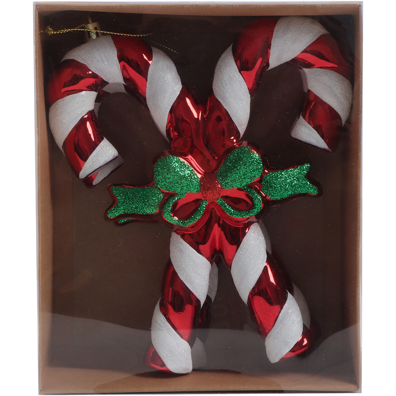 Pack of 2 Candy Cane Hanging Decorations Red Image 2