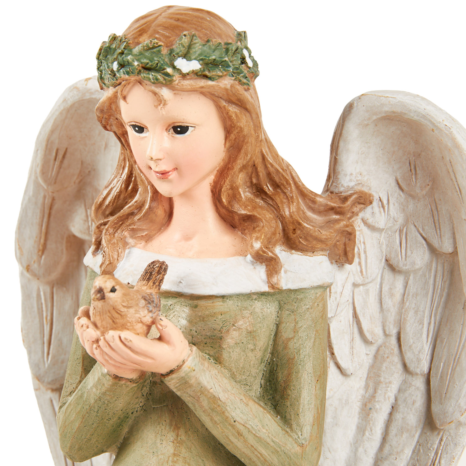 Standing Angel Wood Effect - White & Green Image 4