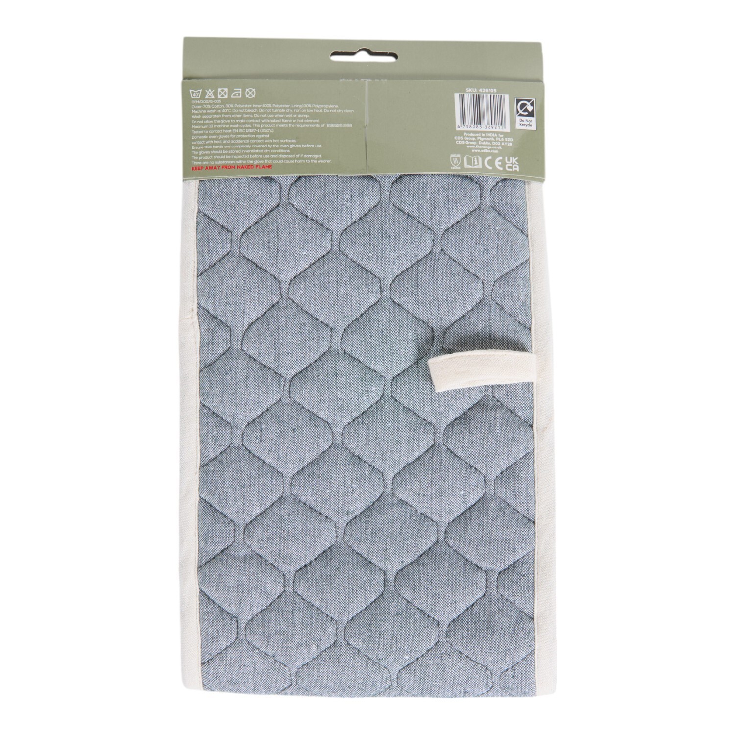 Quilt Double Oven Glove Grey Image 2