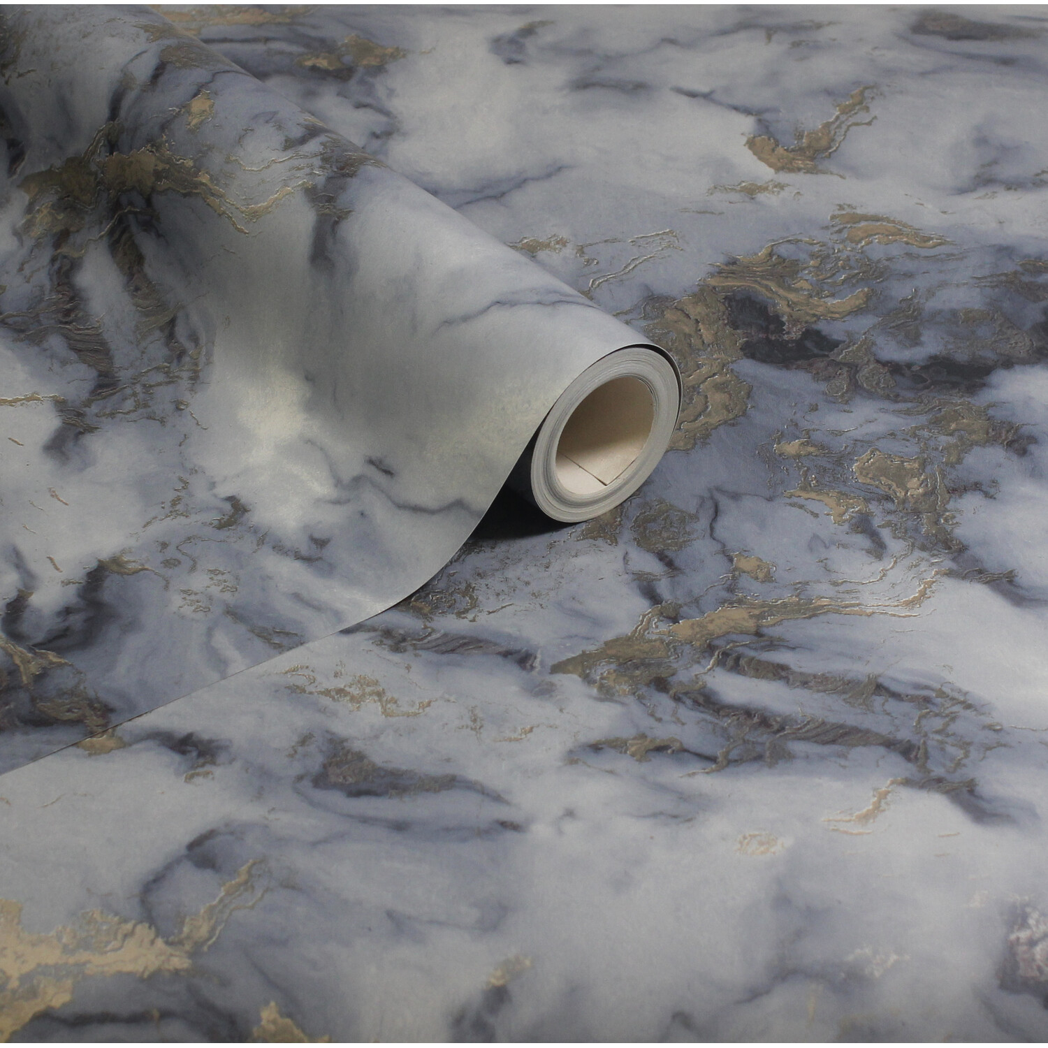 Bahia Marble Wallpaper - Navy Image 2