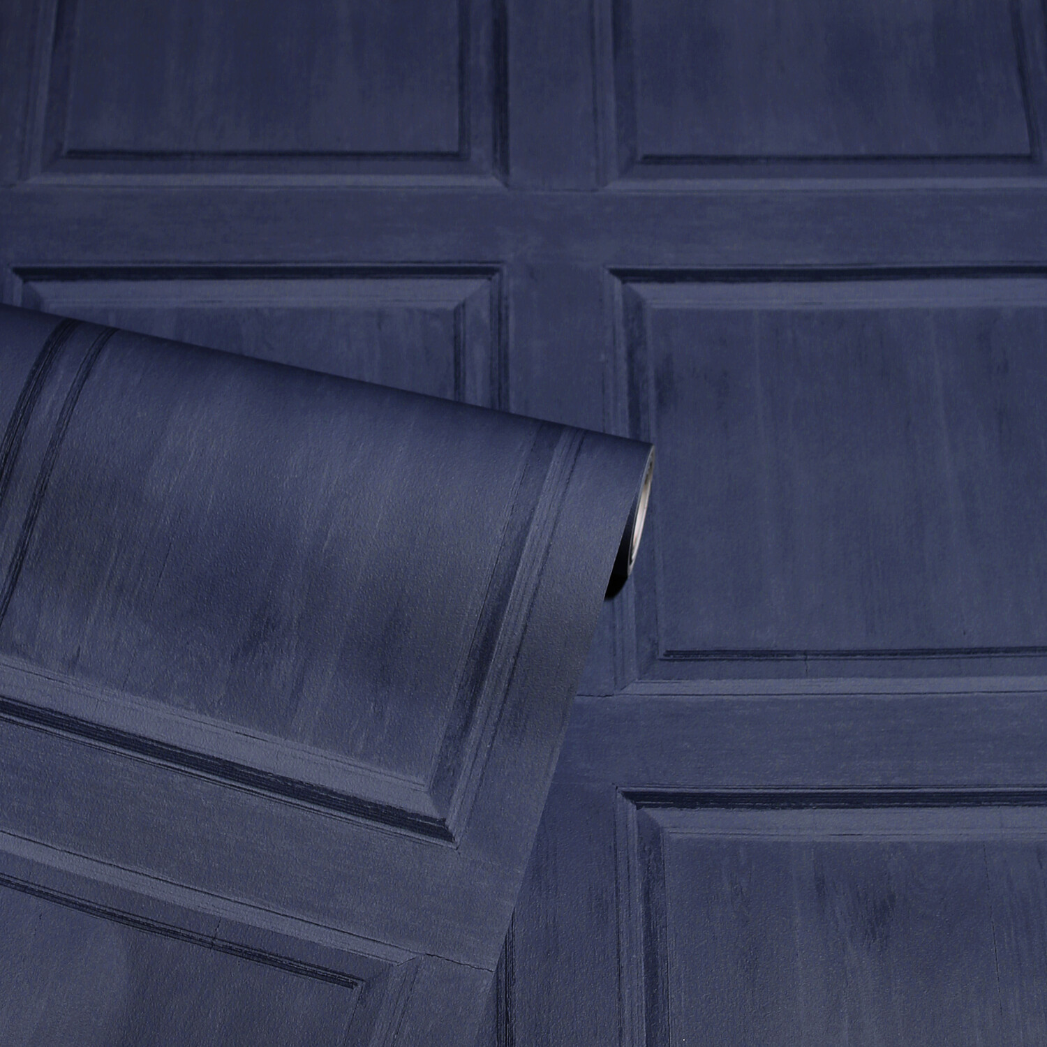 Washed Panelled Wallpaper - Navy Image 2