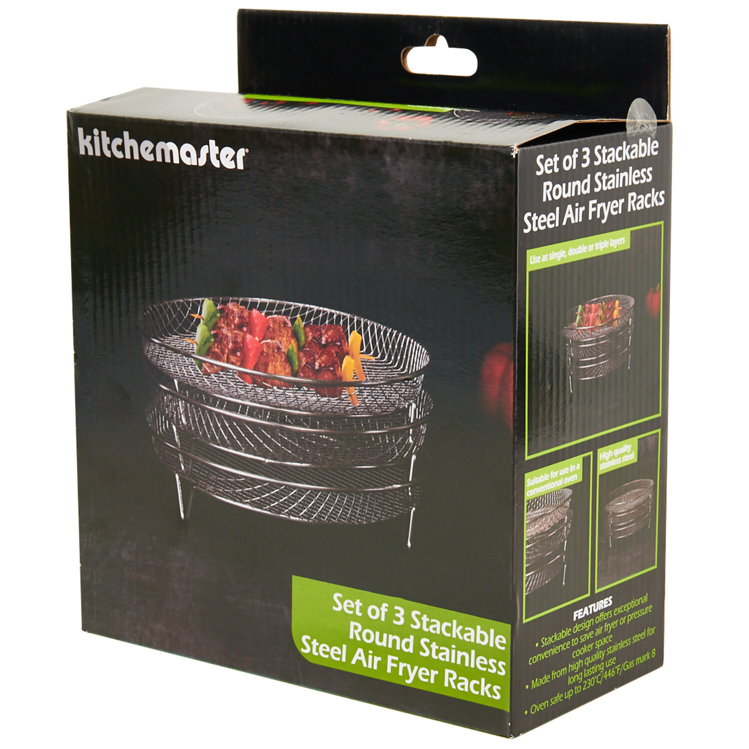 Pack of 3 Stackable Round Wire Air Fryer Racks - Silver Image 2