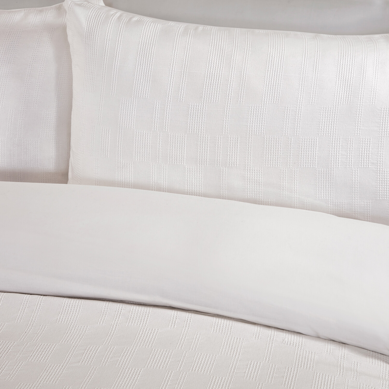 Waffle Block Duvet Set White King Image 3