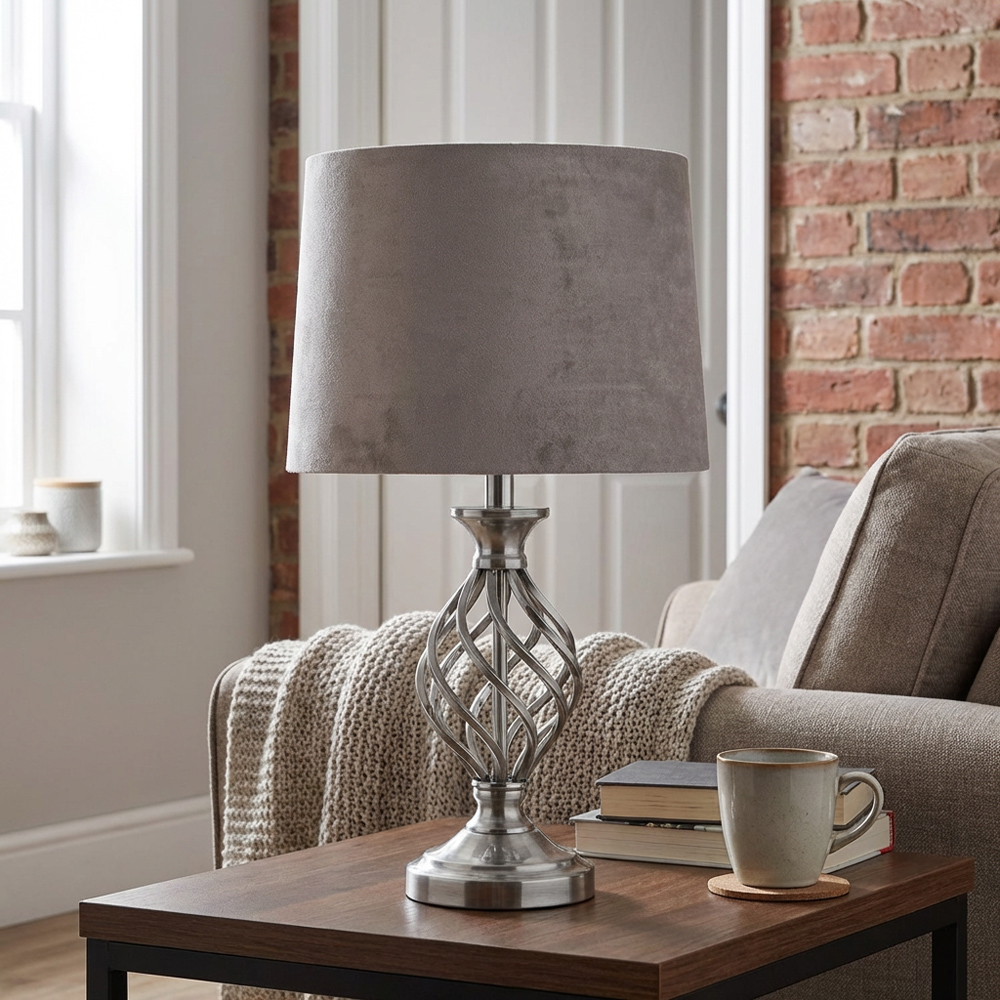 Alessia Velvet Effect Shade Twist Table Lamp Image 2