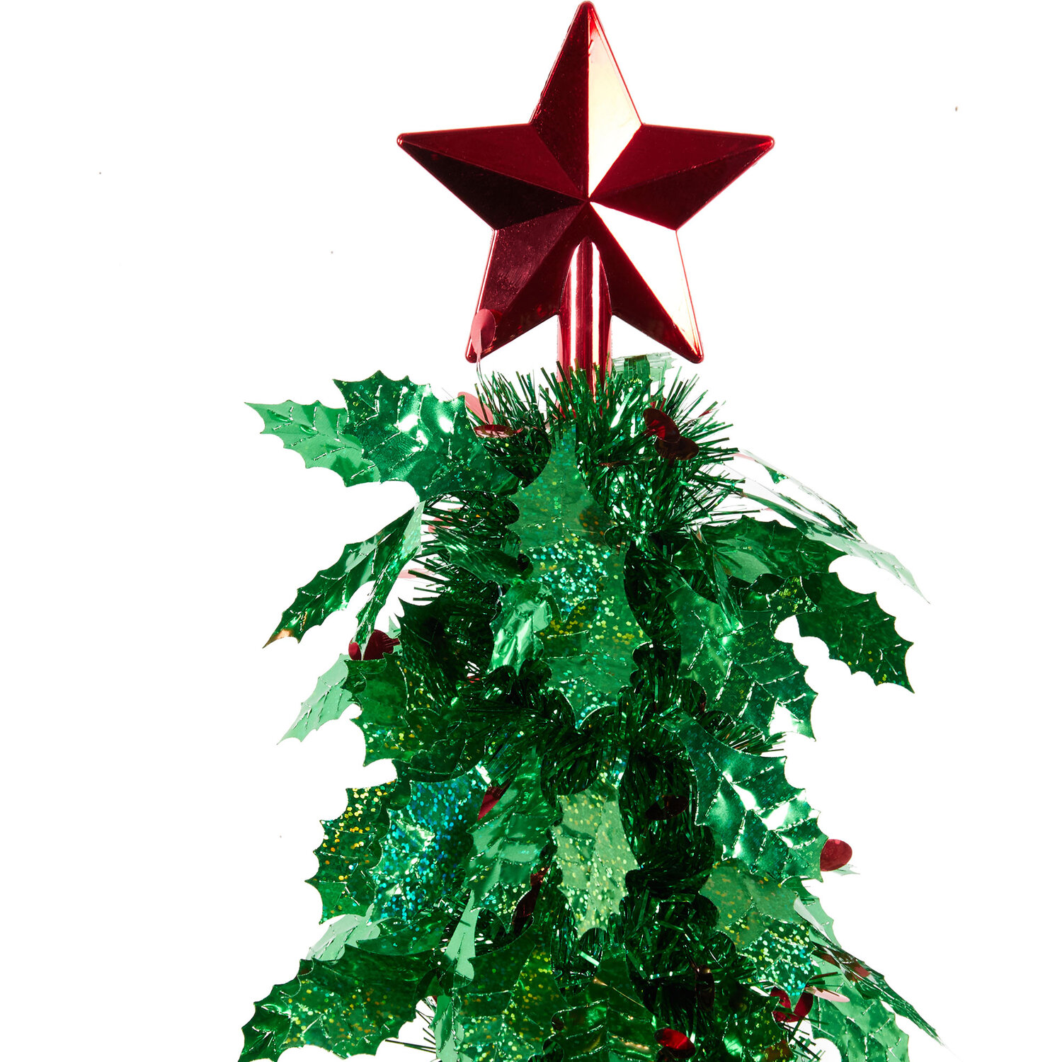 Multicoloured LED Holly Tinsel Tree - Green Image 3