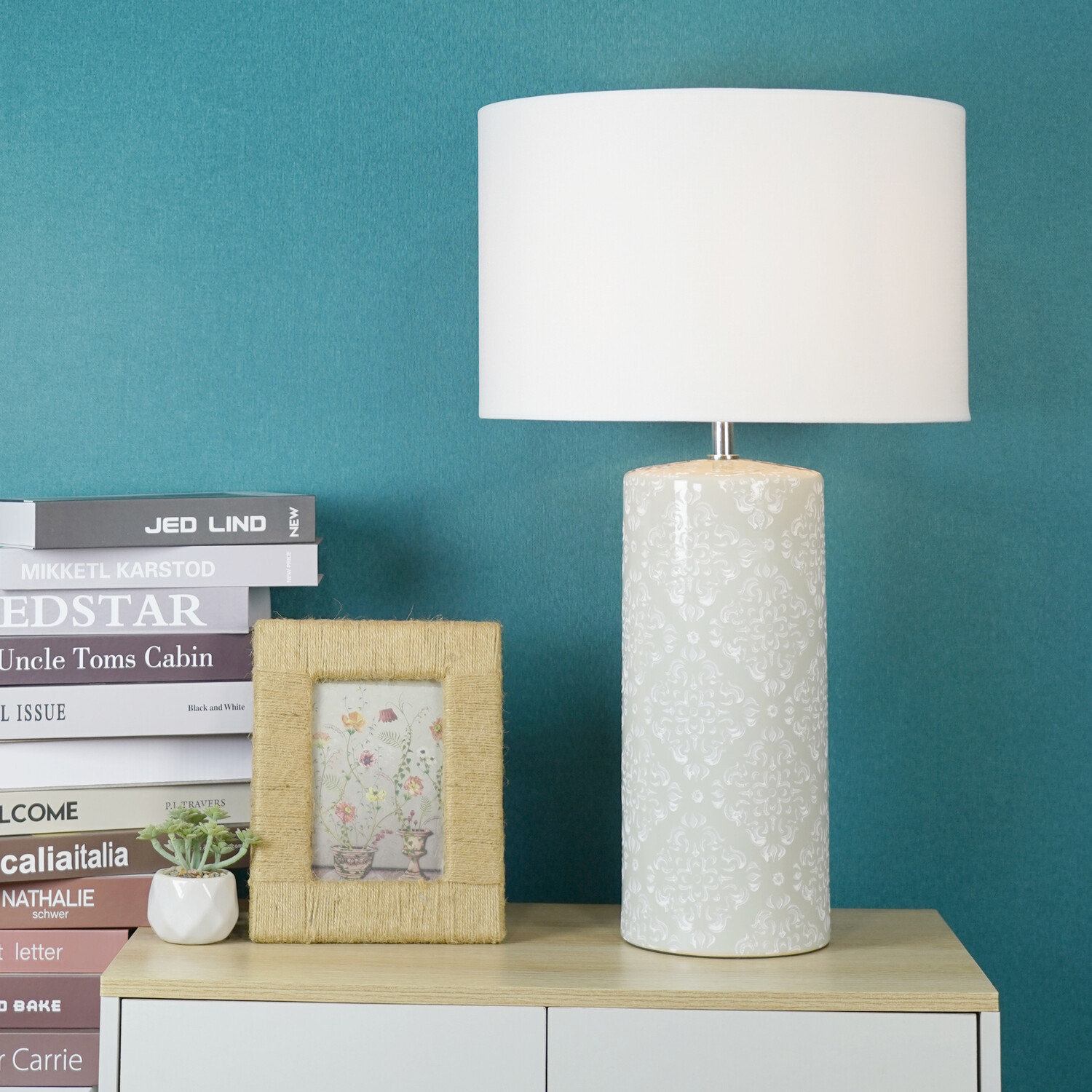 Cressida Table Lamp - Aqua and White Image 5
