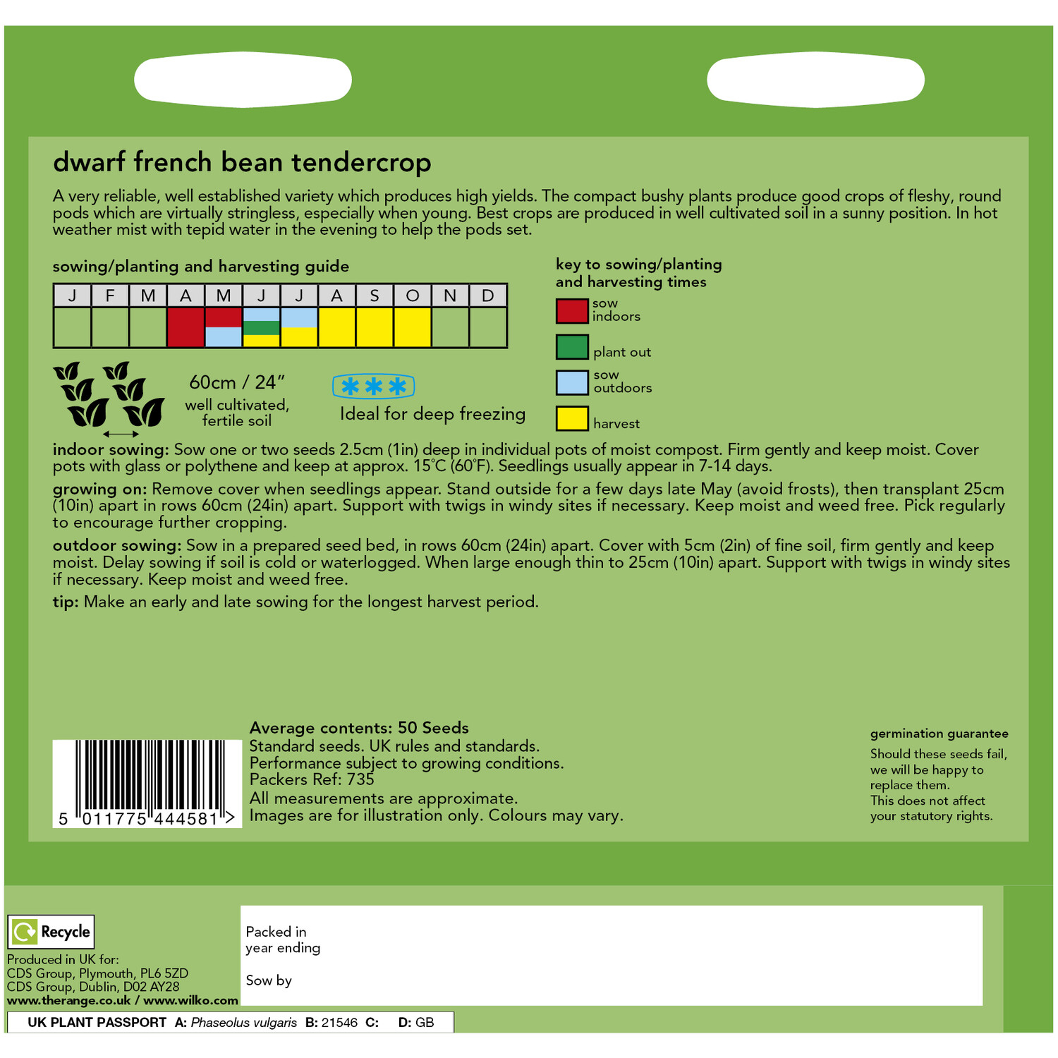 Dwarf French Bean Tendercrop Seeds Green Image 2