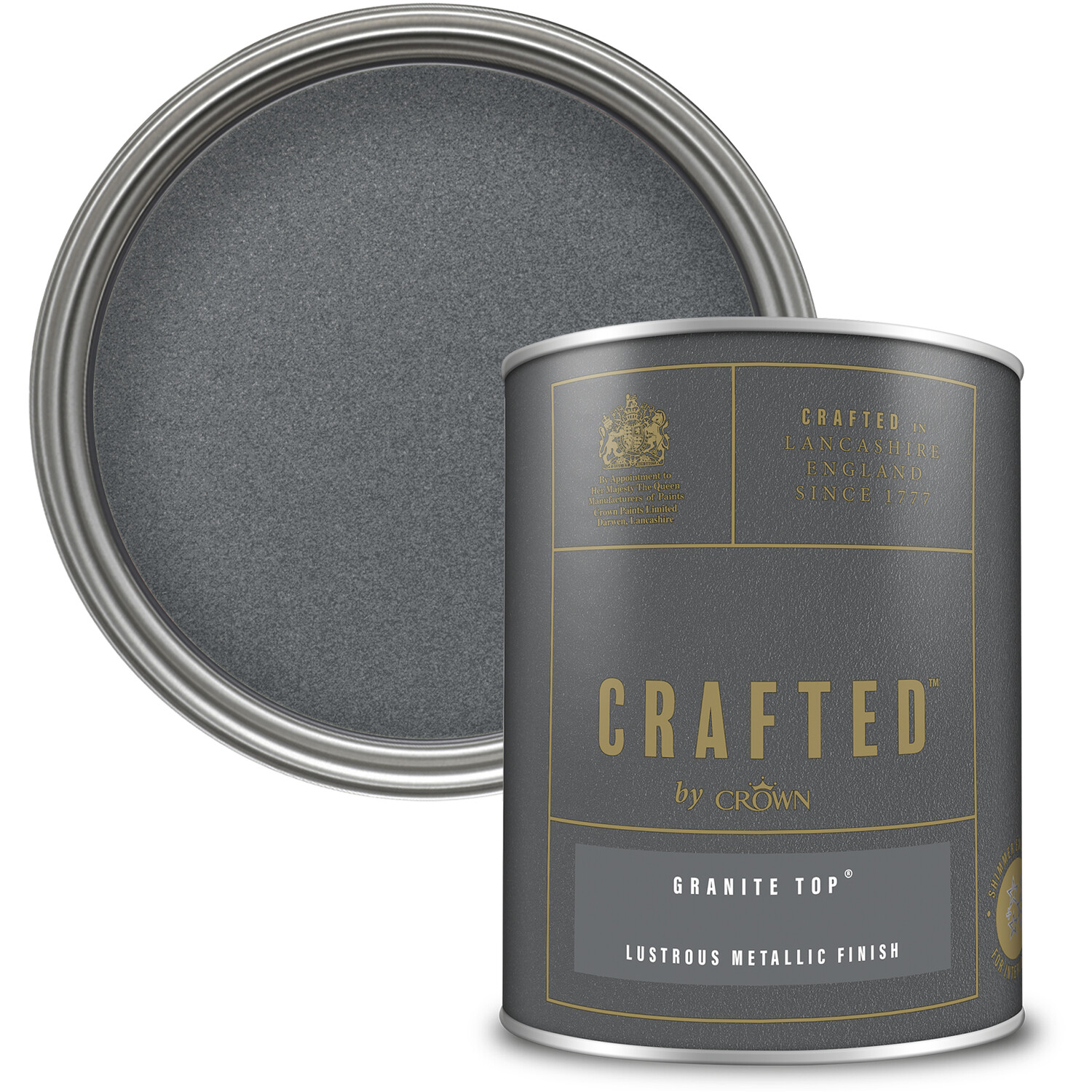 Crown Crafted Walls Wood & Metal Granite Top Lustrous Metallic Shimmer Emulsion Paint 1.25L Image 6