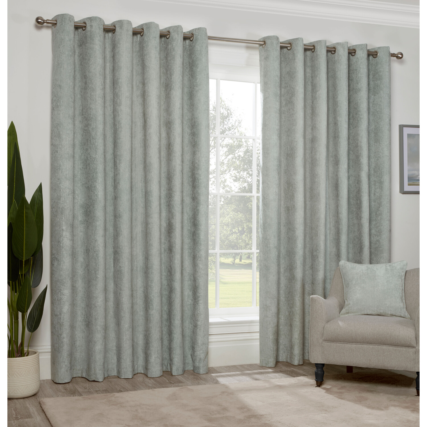 Divante Sage Alden Thermal Eyelet Curtains 183 x 168cm Image 2