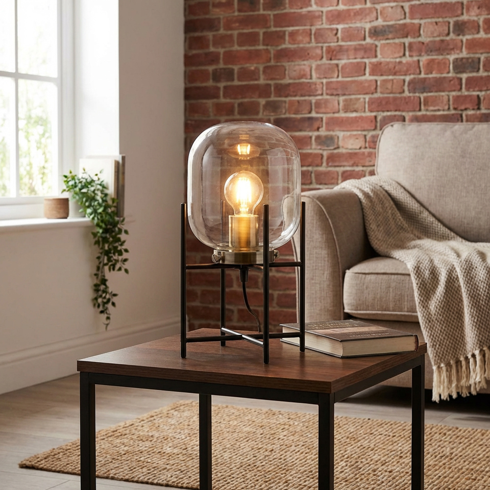 Oliver Black Glass Industrial Table Lamp Image 6