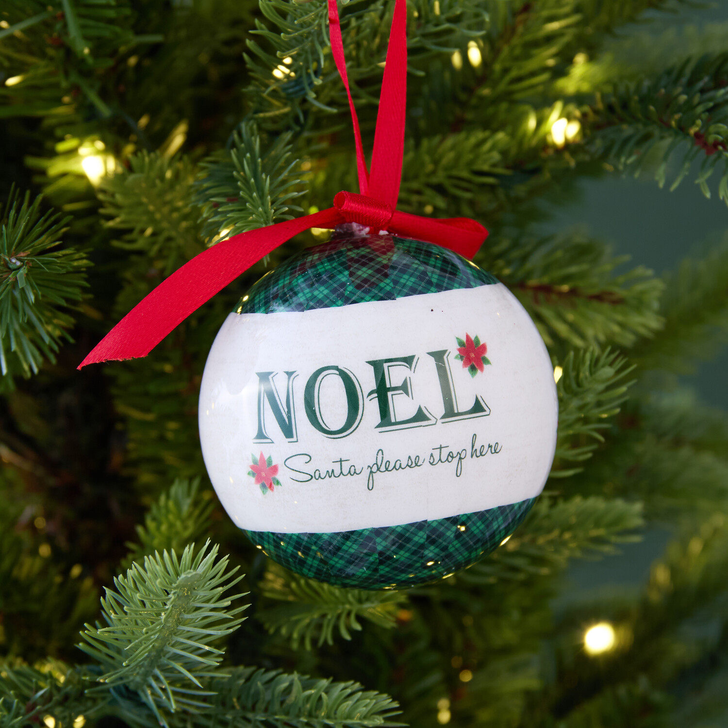 Set of 6 Santas Chalet Baubles Red and Green Image 5