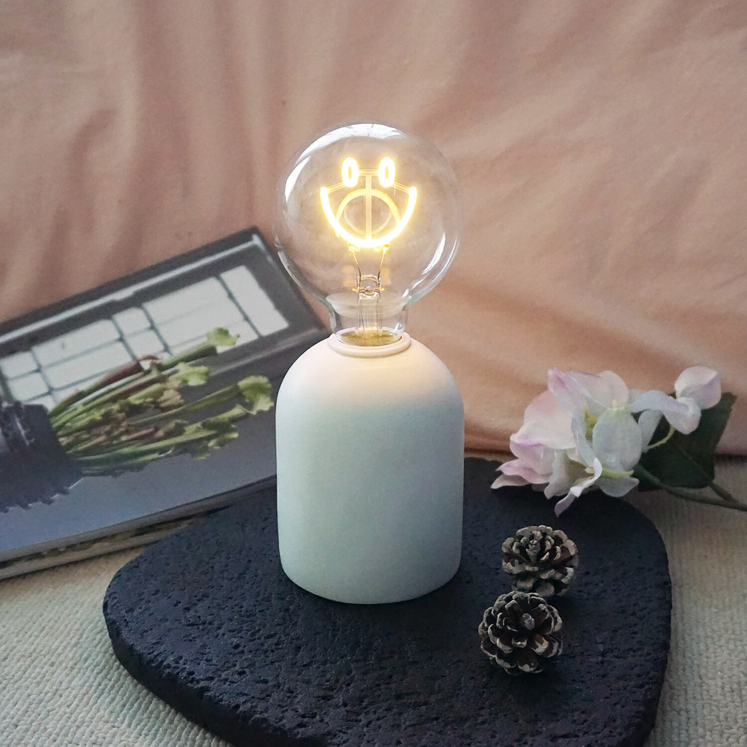 Smiley Neon Bulb Light White Image 2