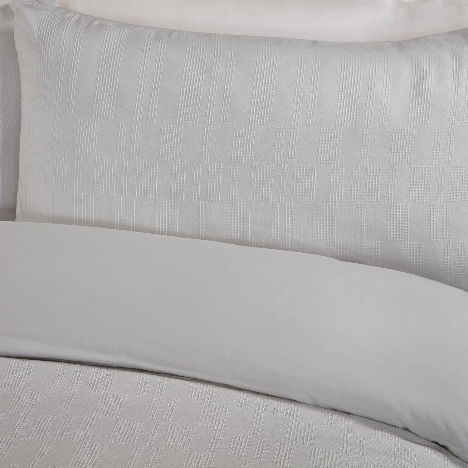 Waffle Block Duvet Set Silver Double Image 3