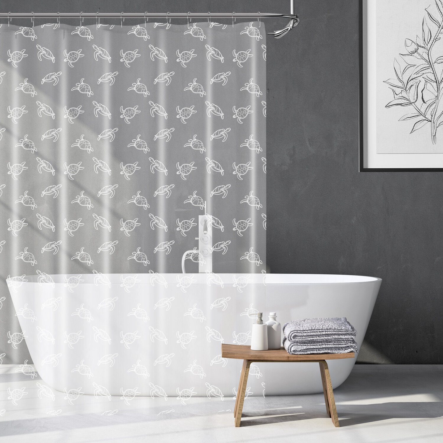 Turtles PEVA Shower Curtain Clear Image