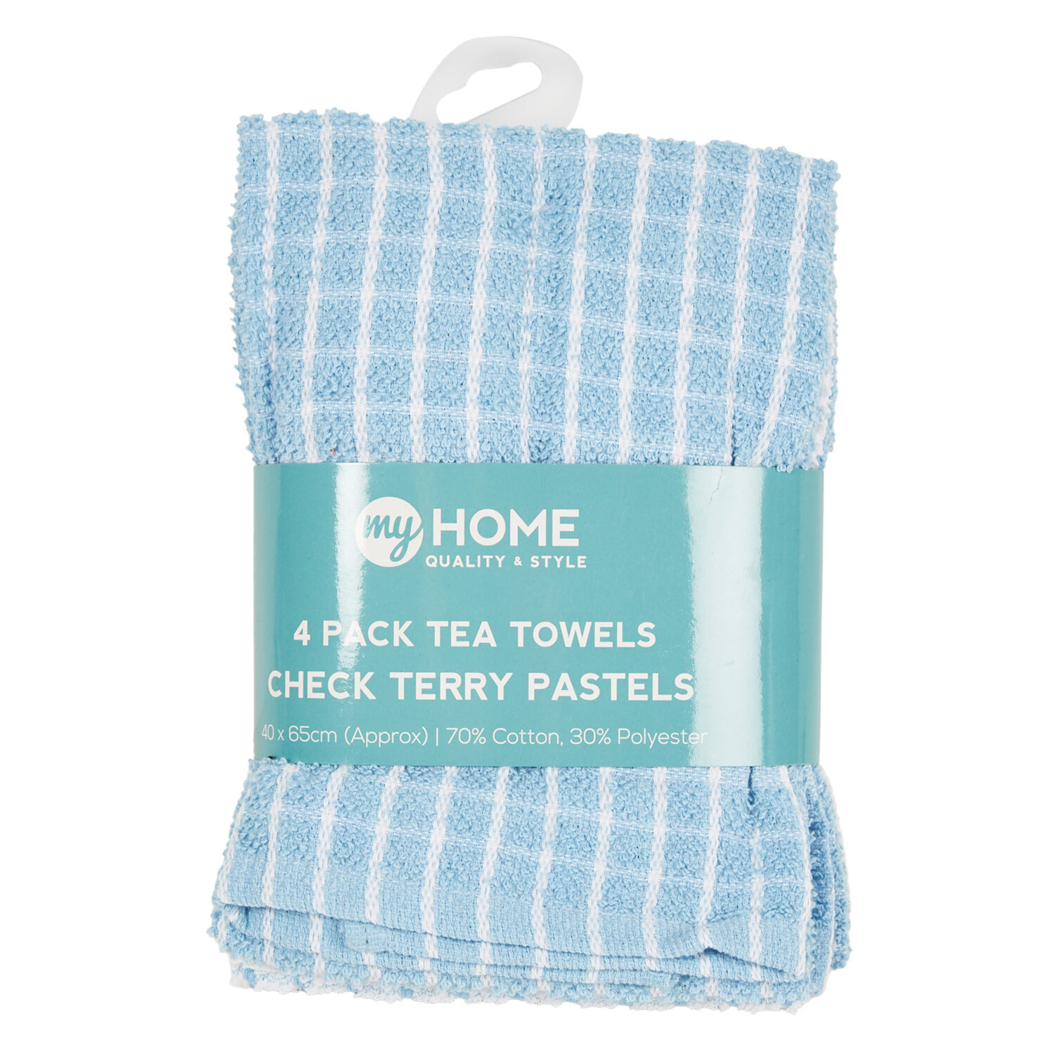 Pack of 4 Check Terry Tea Towel Pastels - Pastel Image 10
