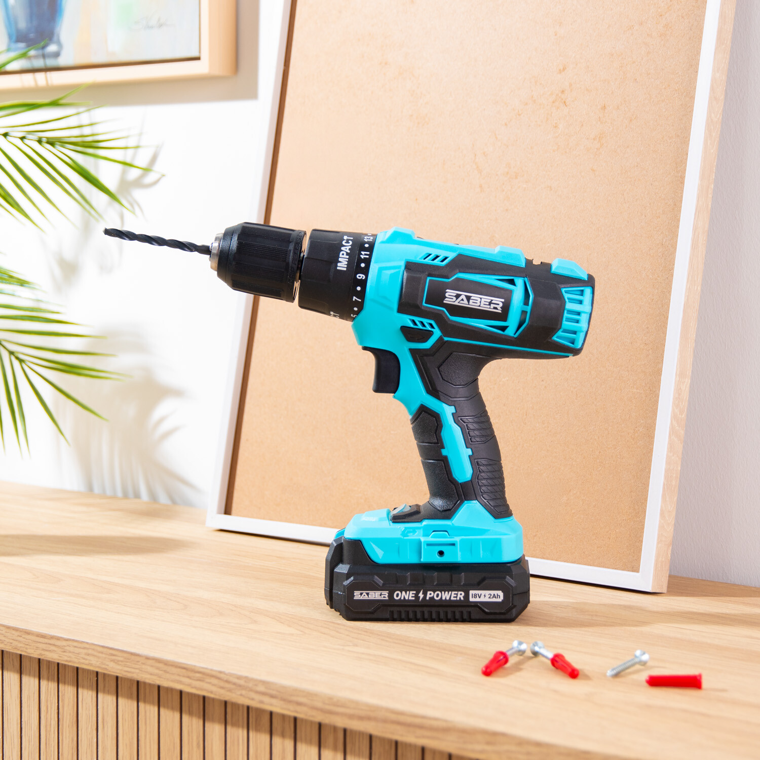 Saber 18V One Battery Cordless Combi Drill Kit Inc Battery and Charger Image 2