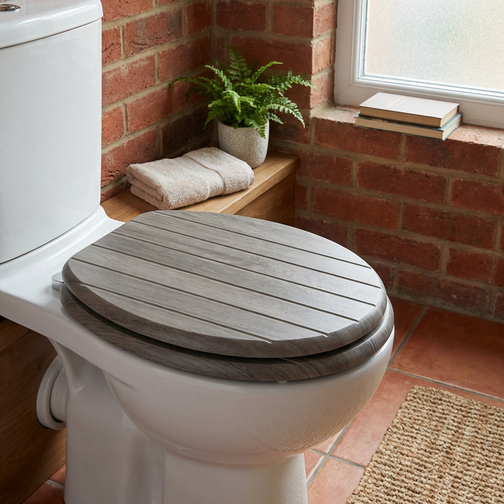 Willow Grey Oak Effect Toilet Seat Image 2