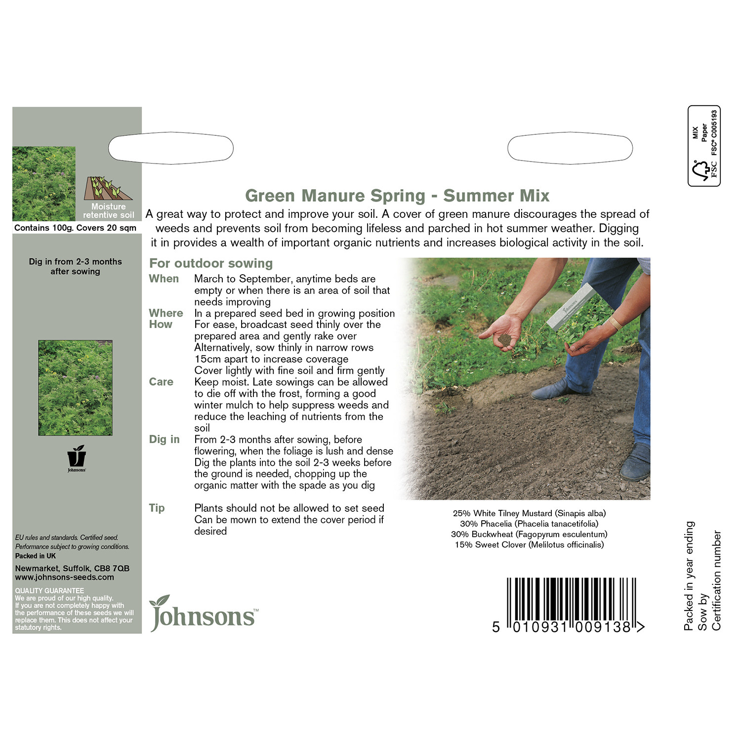 Johnsons Pack of Summer Mix Green Manure Spring Image 2