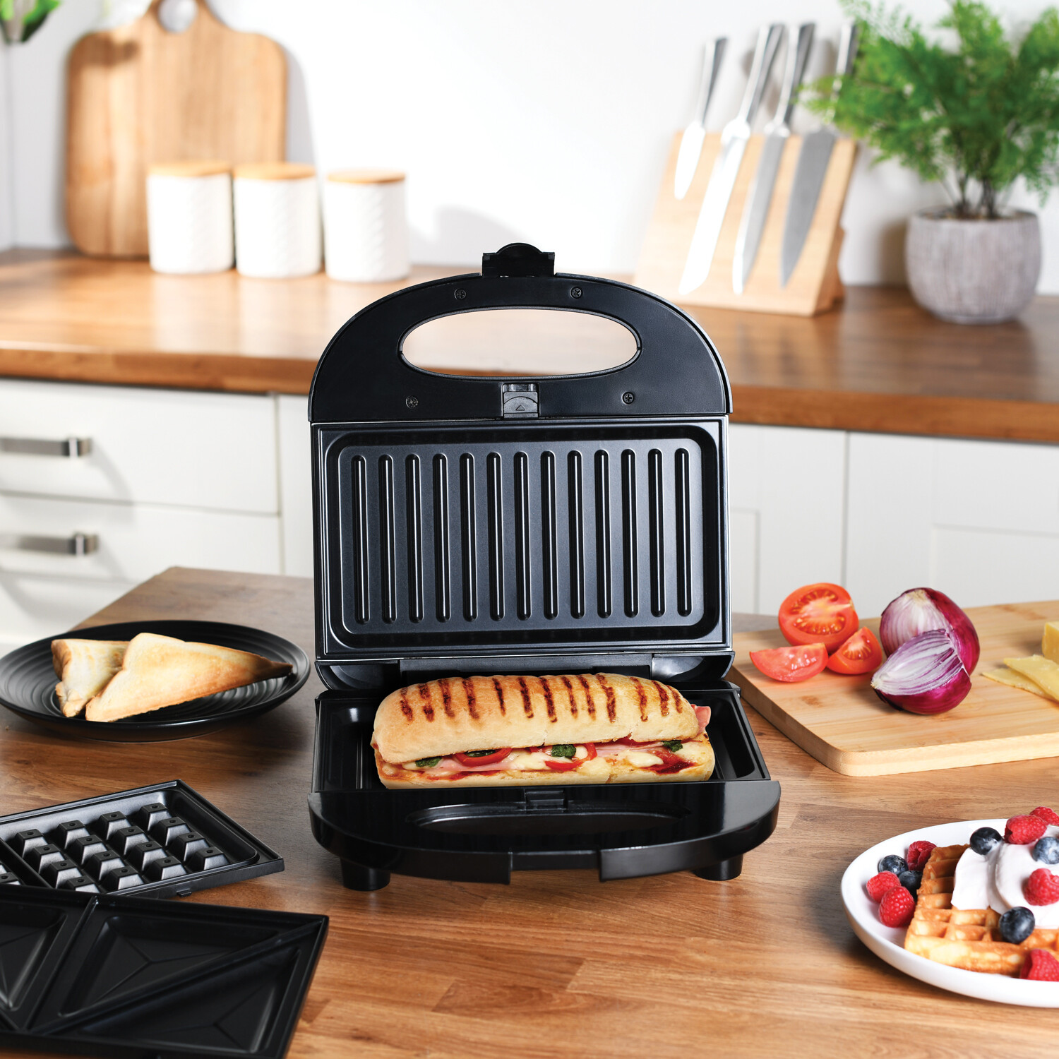 MY 3 in 1 Sandwich Toaster Black Image 2
