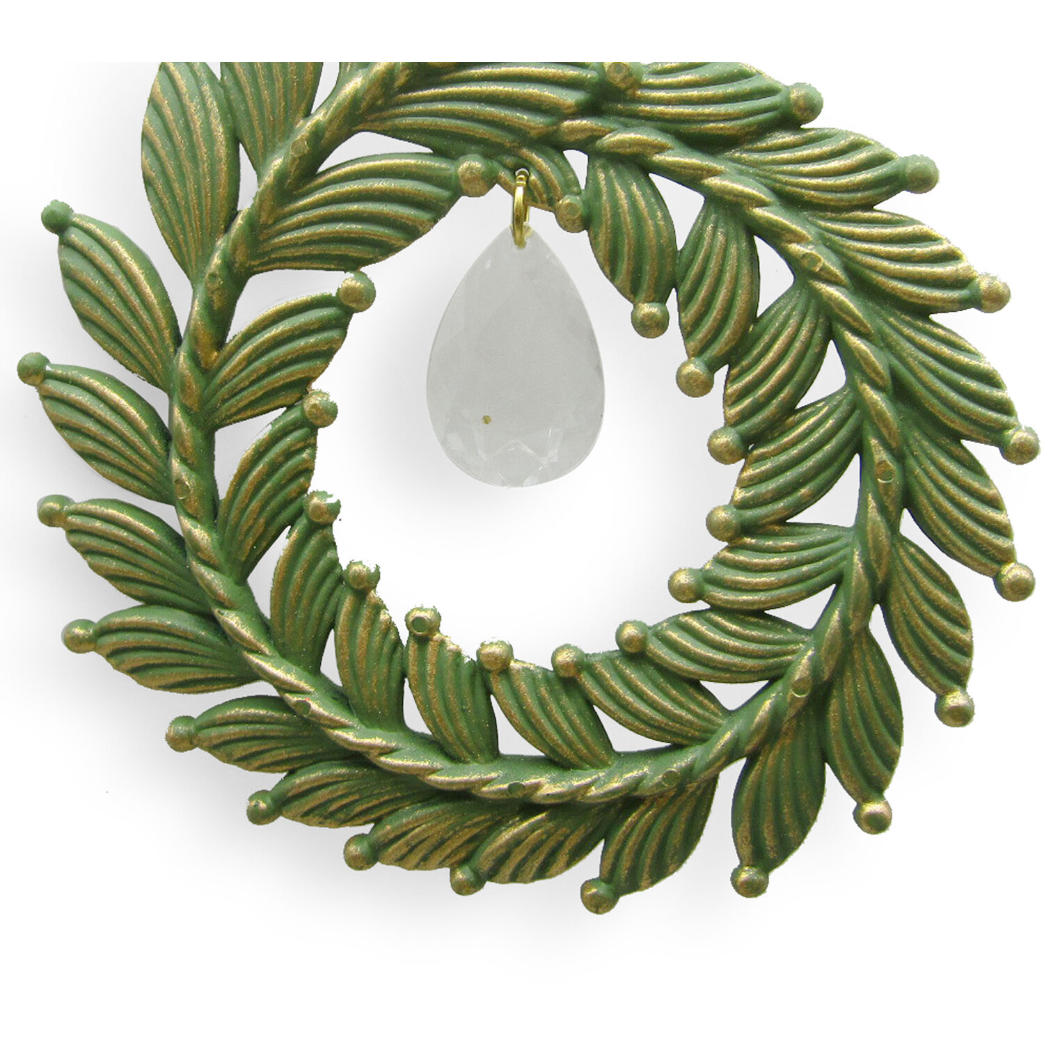 Brushed Gold Wreath Hanging Decoration Green Image 3