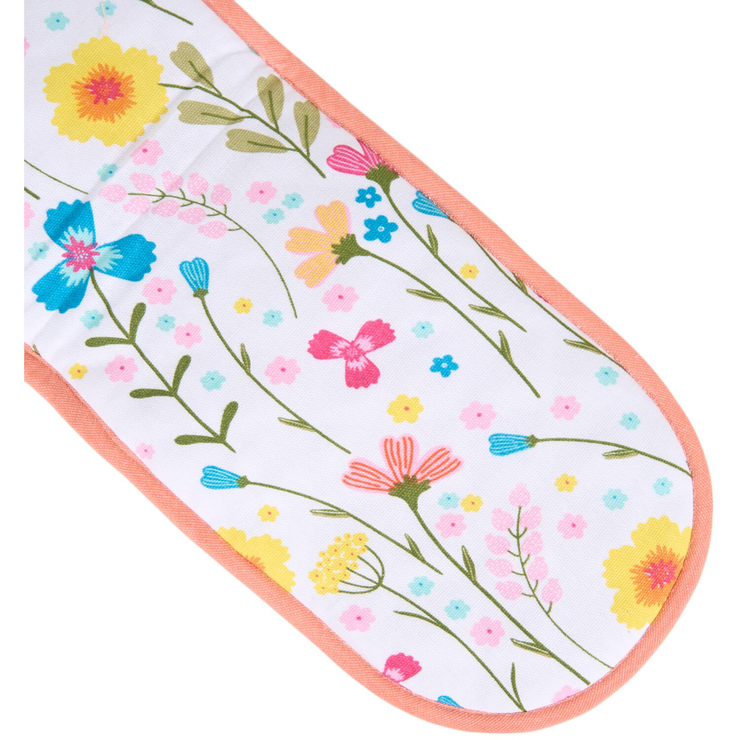 In Bloom Double Oven Glove White and Peach Image 4