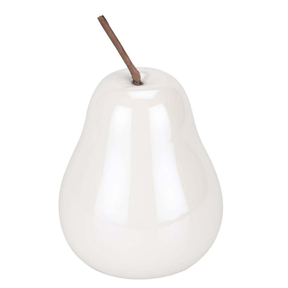 Single White Ceramic Apple or Pear Ornament in Assorted styles Image 2