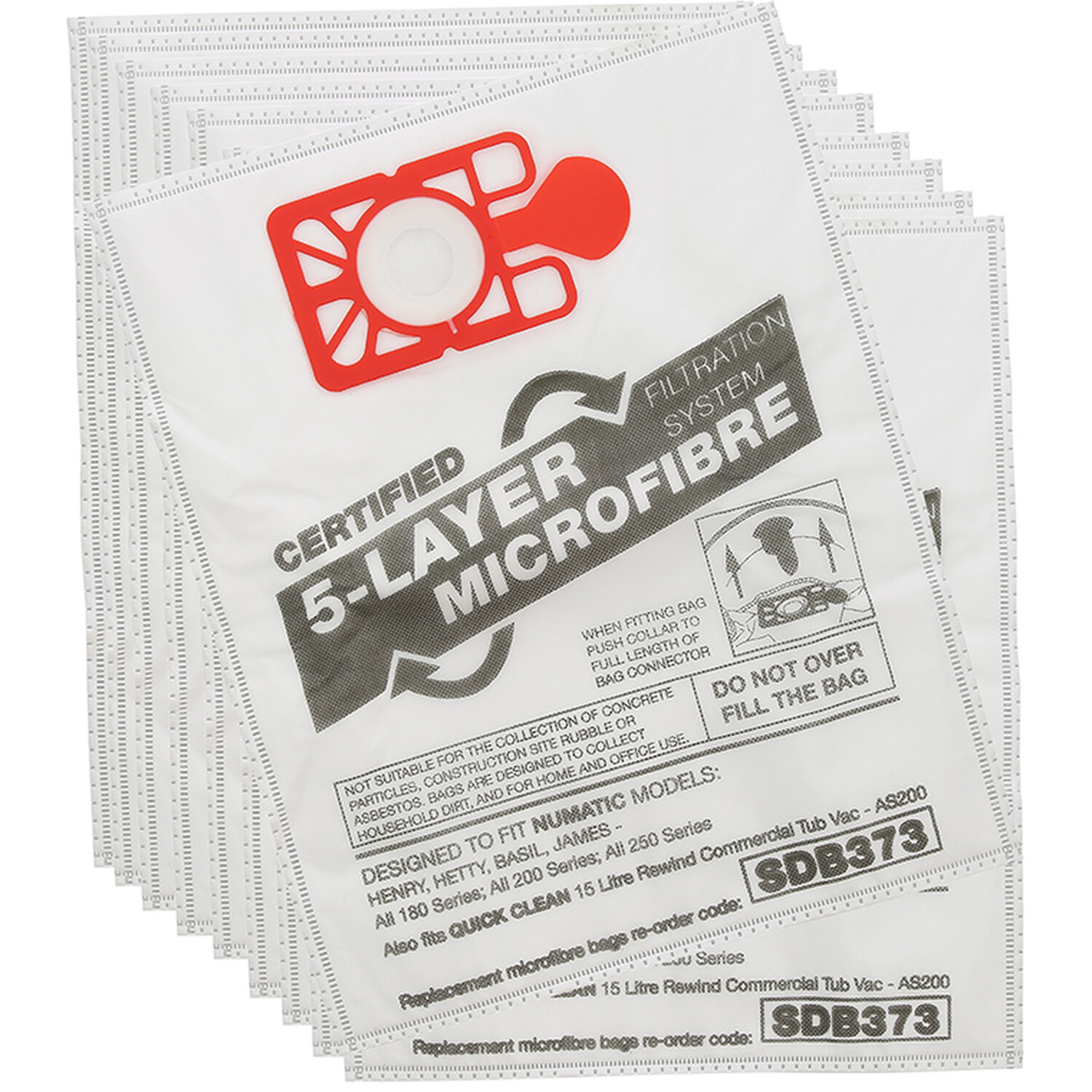 Pack of 10 Numatic Henry AS200 Dust Bags - White Image 2