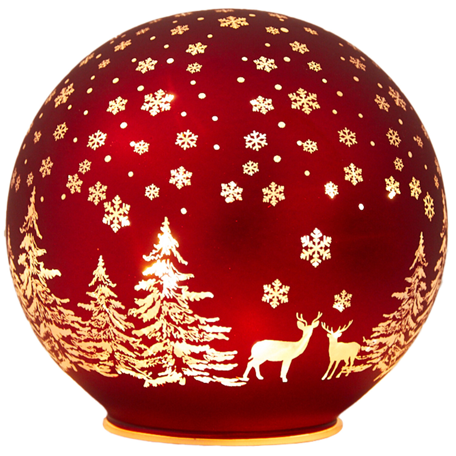 LED Traditional Christmas Scene Ball - Red Image 2