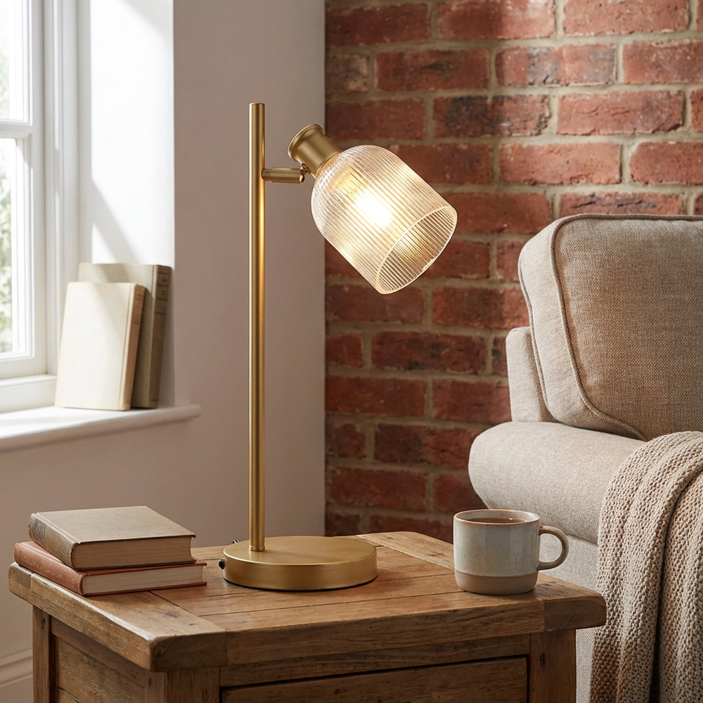Gold Sorrento Glass Dome Table Lamp Image 4