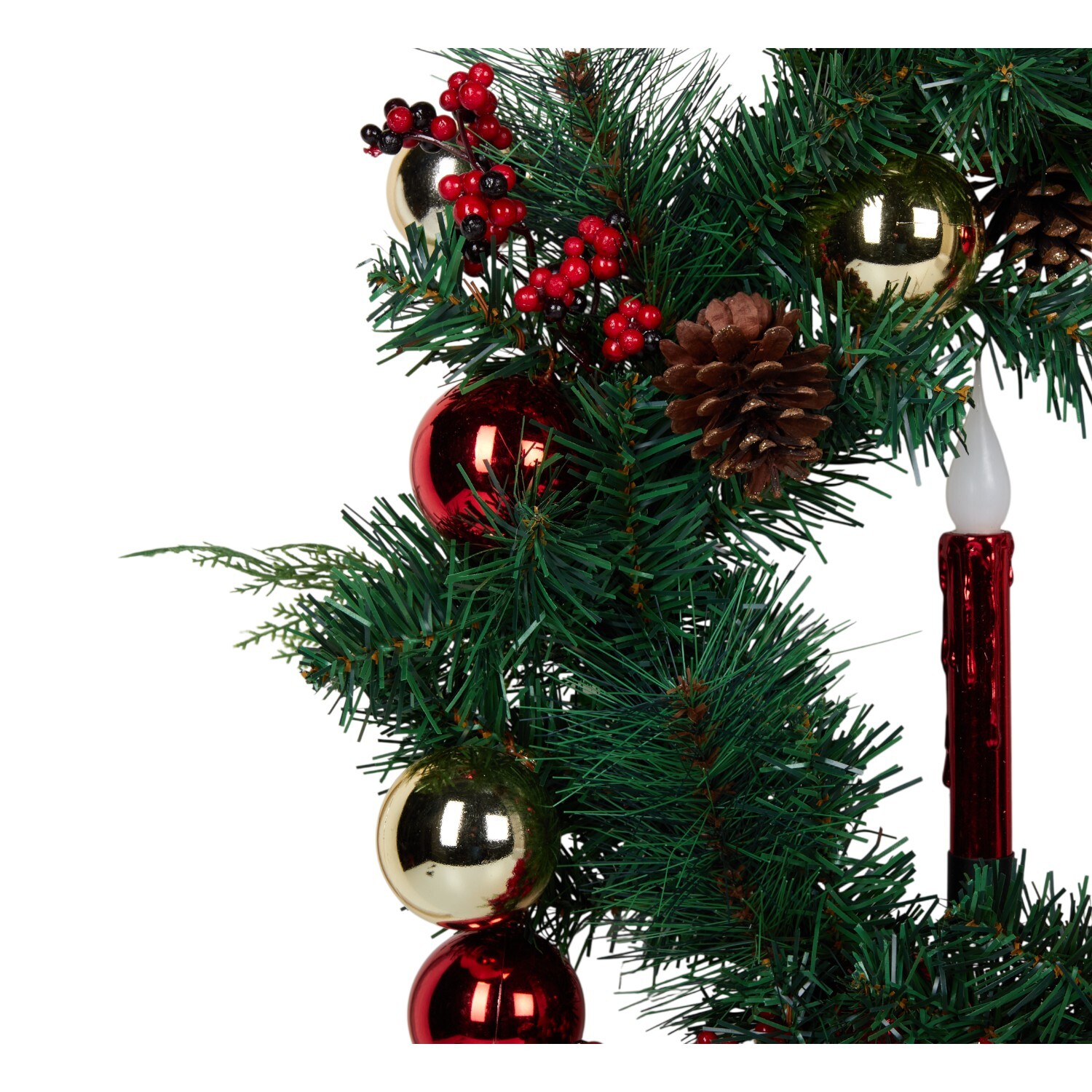 Christmas Wreath with LED Candles Green Image 4