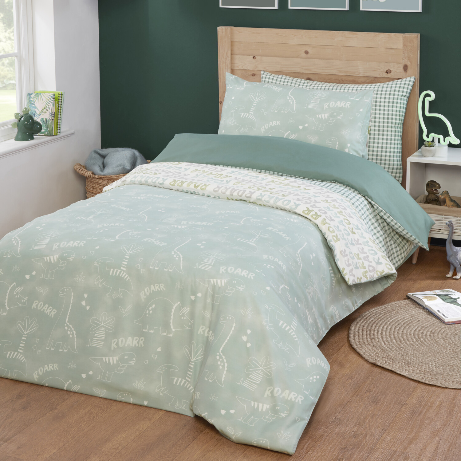 Pack of 2 Dinosaur Duvet Sets - Green Image 2