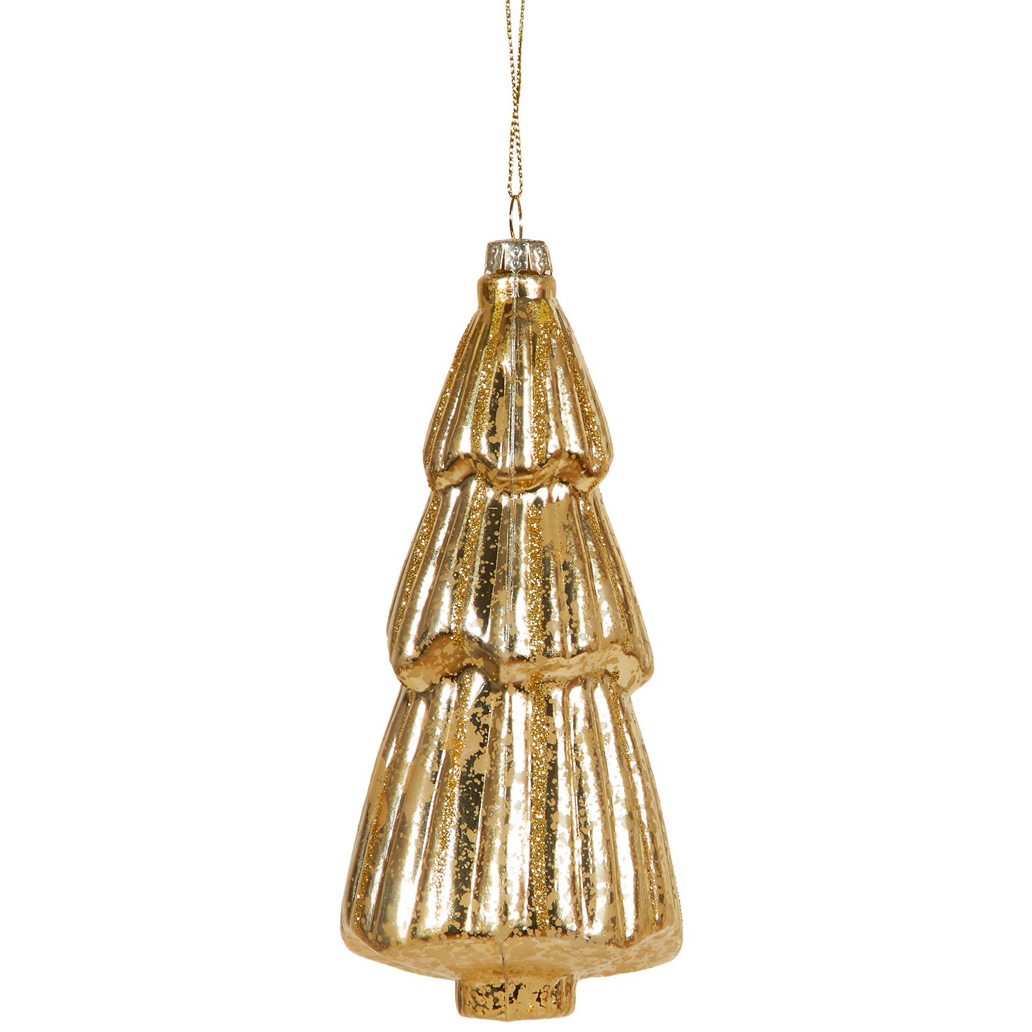 Set of 2 Hanging Tree Decorations - Gold Image 4