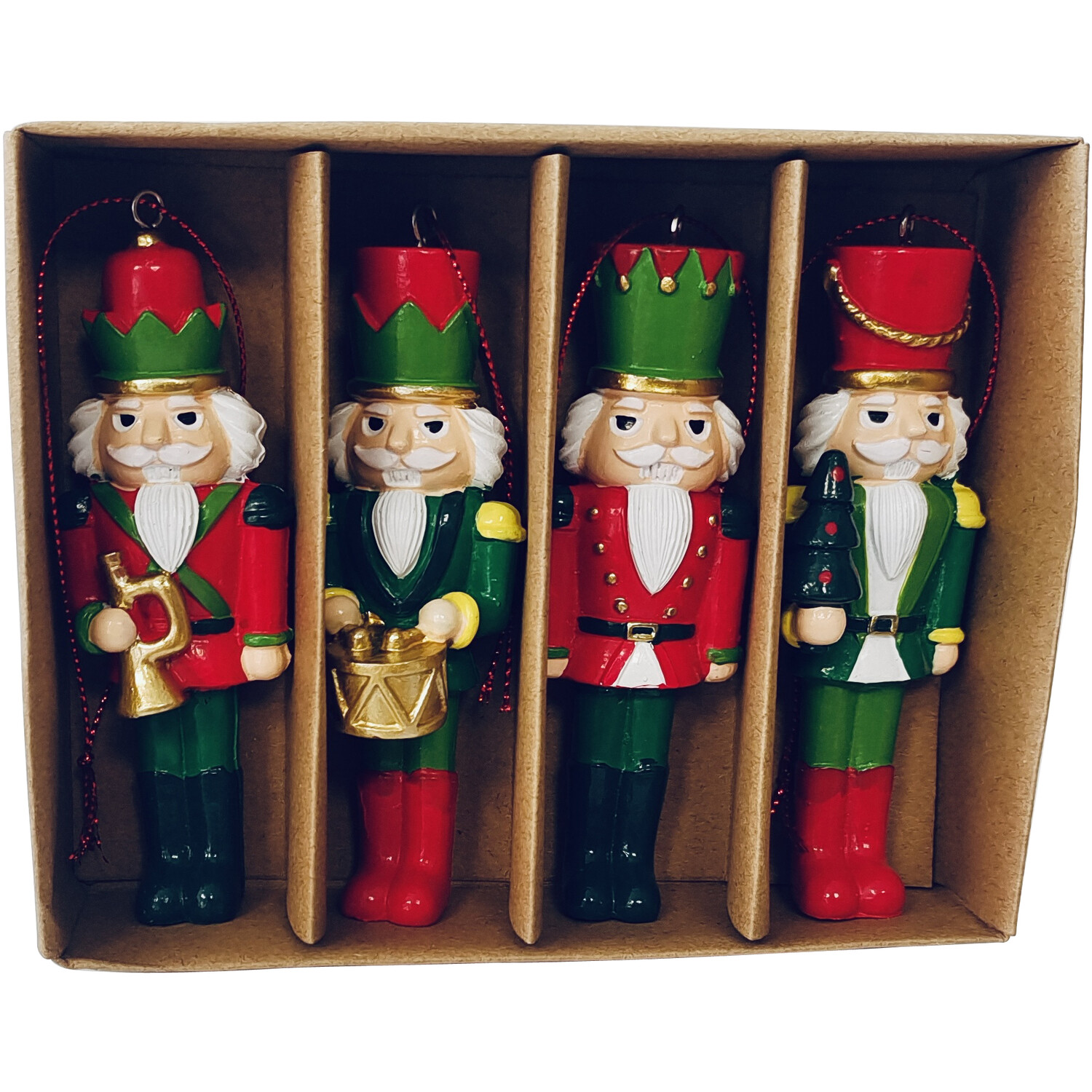 Set Of 4 Hanging Nutcracker Decorations - Red and Green Image 2
