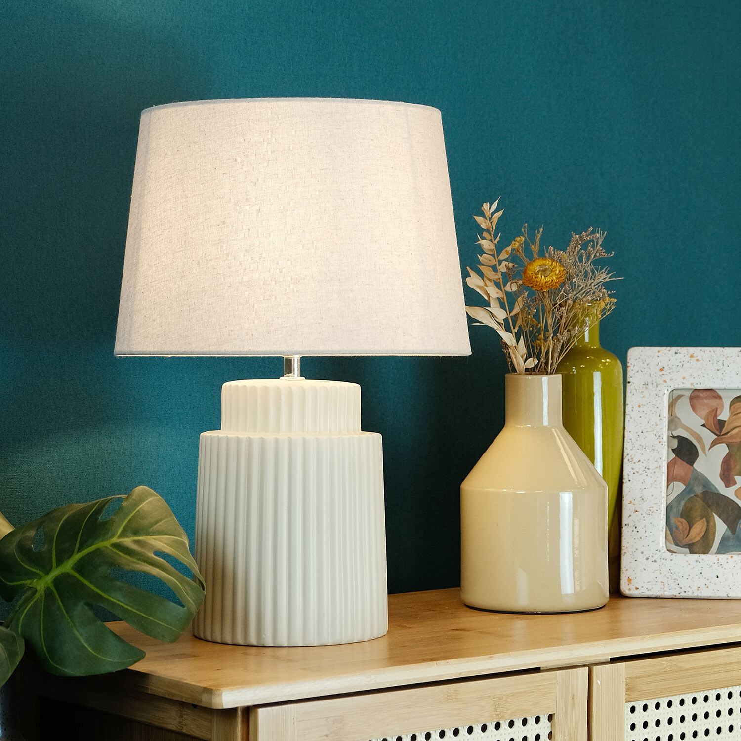 Creole Ceramic Table Lamp - Cream Image 12