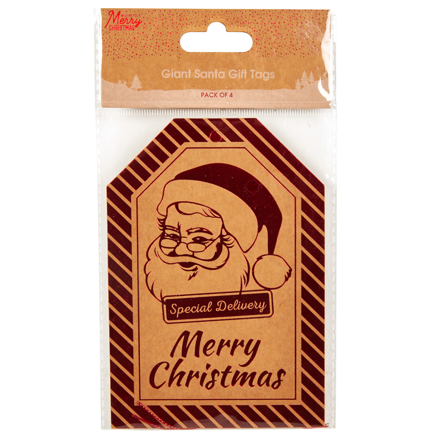 Pack of 4 Giant Santa Gift Tags - Brown Image