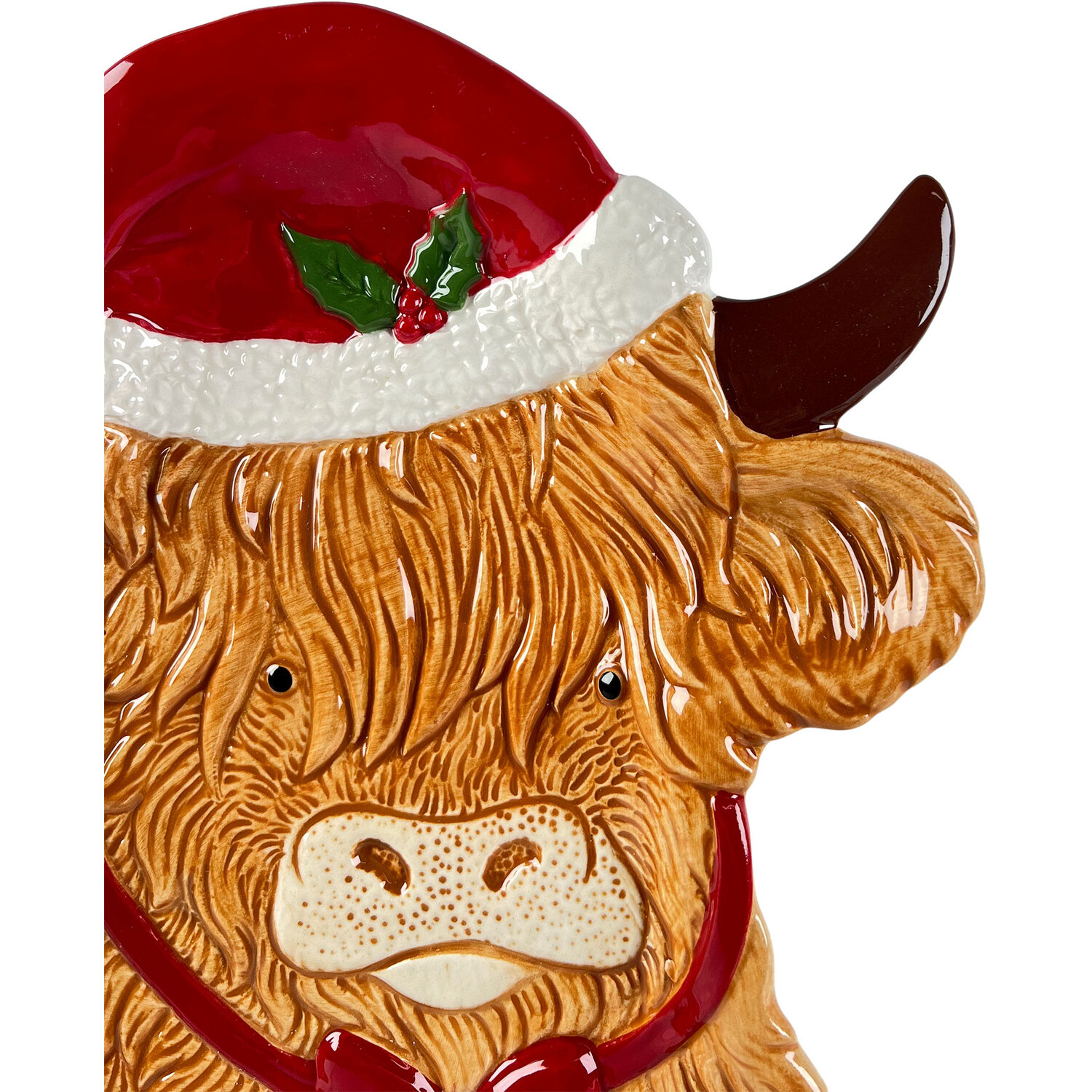 Festive Highland Cow Plate Brown and Red Image 2