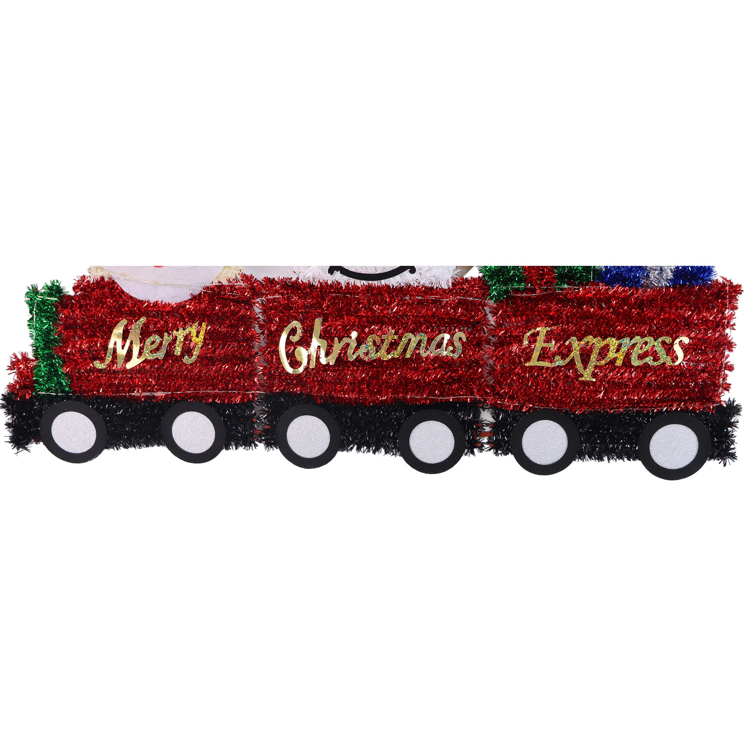 Christmas Tinsel Train Decoration with LED Red Image 3