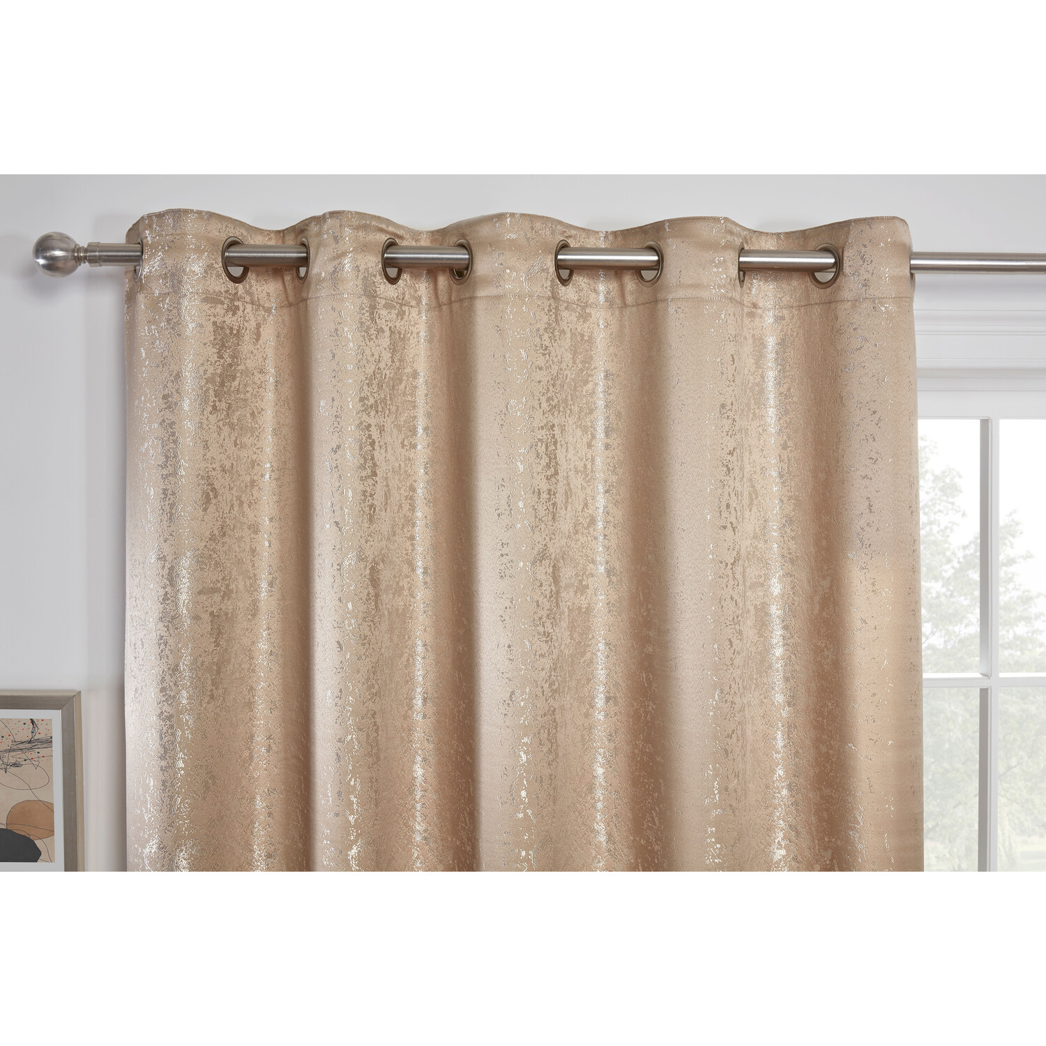 Divante Serene Jacquard Champagne Eyelet Curtain 229 x 168cm Image 3