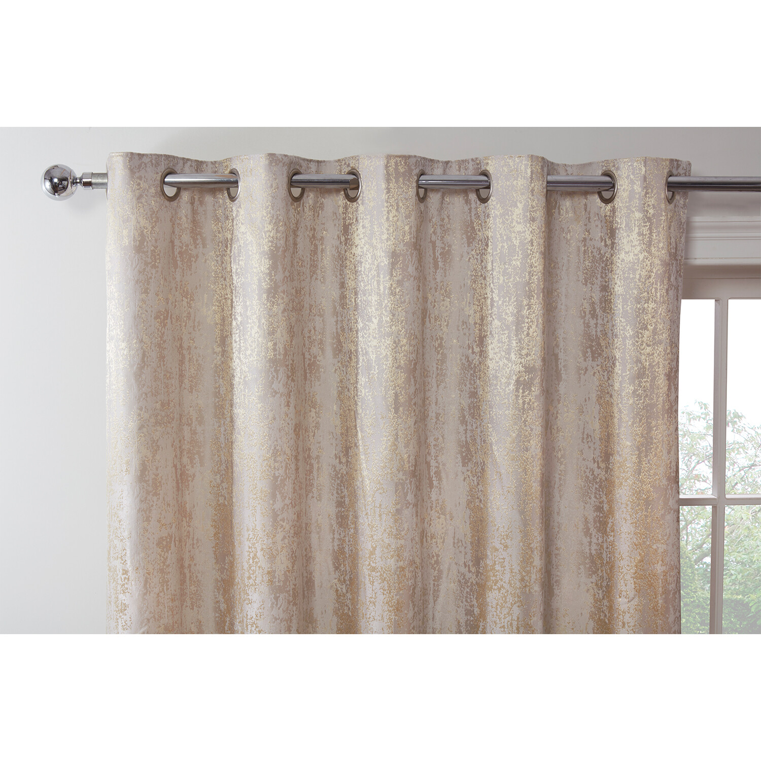 Divante Agadir Champagne Jacquard Eyelet Curtains 229 x 229cm Image 3