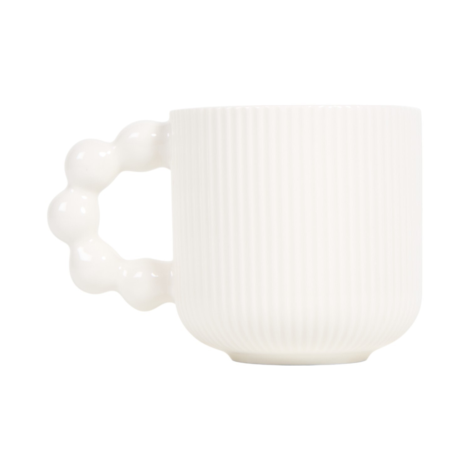 Ribbed Bobble Handle Mug Black or White Image 2