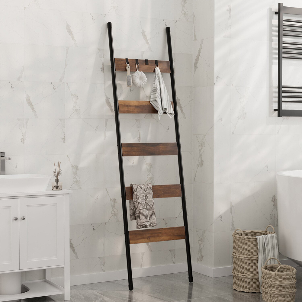 Hudson Towel Rack - Black and Brown Image 3