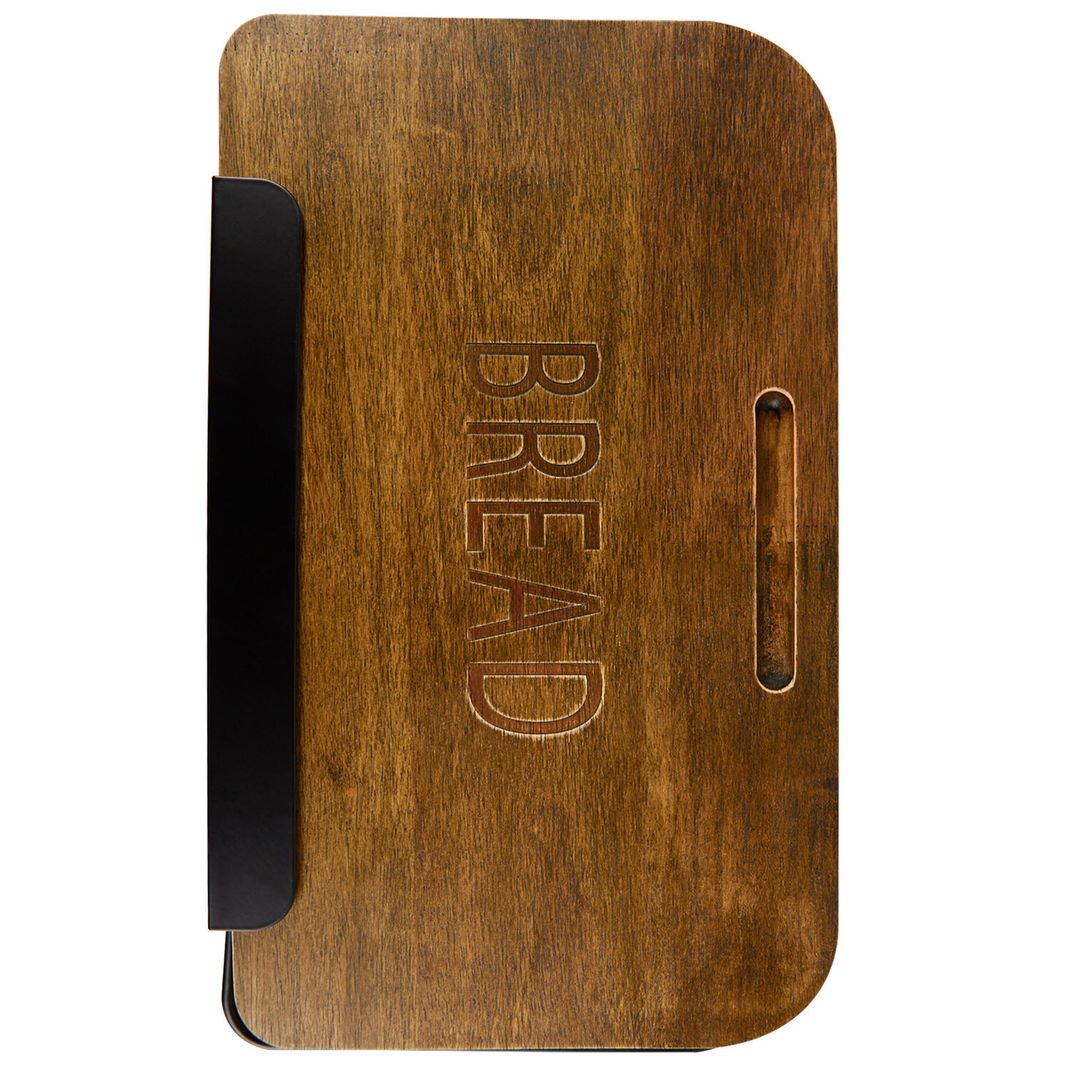 Malmo Bread Bin with Chopping Board Lid - Black and Brown Image 3